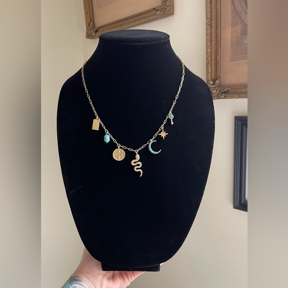 NWOT- Free People Only For Me 14k Gold Plated Charm Necklace - Picture 2 of 2